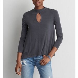 Gray mock neck top